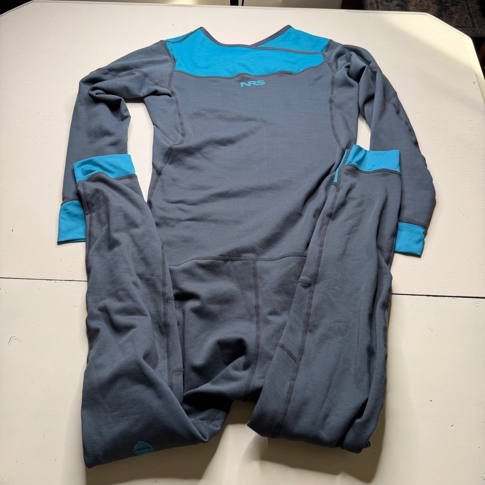 NRS H2Core Expedition Union Suit Gray Blue Fleece Base Layer Men's Size Medium - Picture 7 of 7
